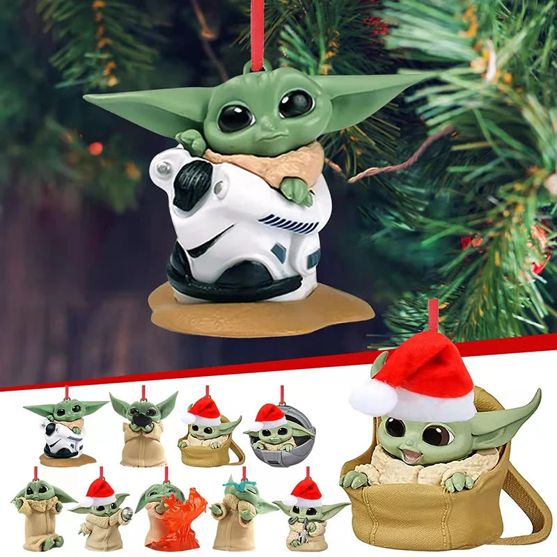 Disney Star Wars Yoda Acrylic 2d Pendant Xmas Tree Decoration Hanging Ornament Home Christmas Party Decoration Kids Gift Toys