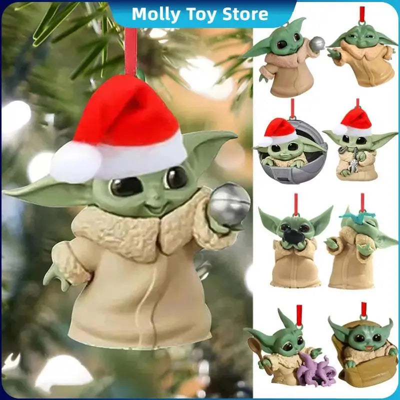 Disney Star Wars Yoda Acrylic 2d Pendant Xmas Tree Decoration Hanging Ornament Home Christmas Party Decoration Kids Gift Toys