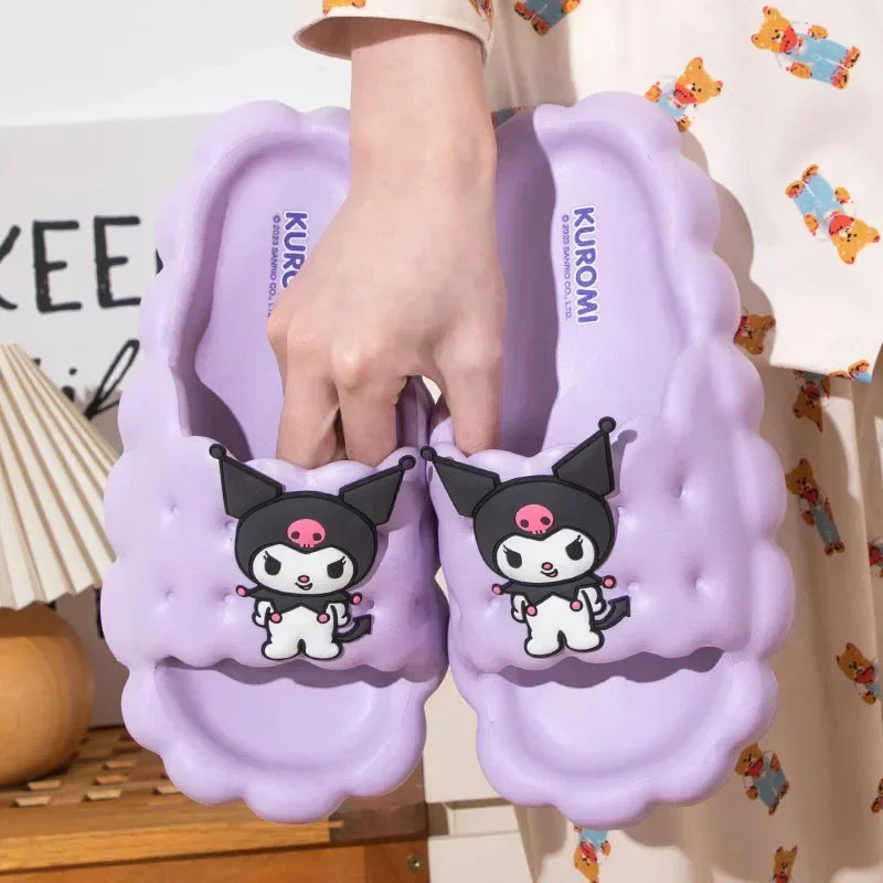 Sanrio Slippers Hello Kitty Cinnamoroll Kuromi Slippers Kawaii Women Indoor Slippers Comzy Anti-Slip House Flat Slipper