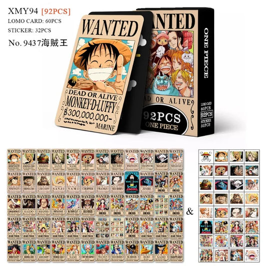 92 pieces of One Piece double-sided LOMO cards, wanted anime, coated paper high-definition photo cards commemorative edition