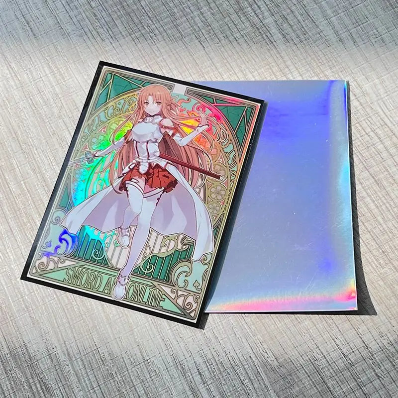 60PCS Anime Sword Art Online Yuuki Asuna Figures Card Sleeves Board Game Pokemon WS OPCG PTCG Trading Cards Laser Shine Protecto