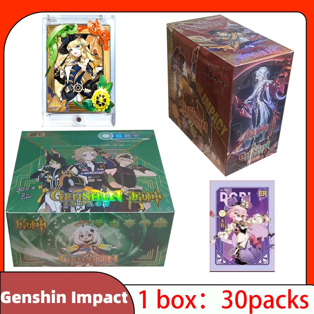 New Genshin Impact Cards CCG BOX Project TCG Game Lumine Booster Box Collection Cards Games Rare SSR SR Card Toys Birthday Gifts