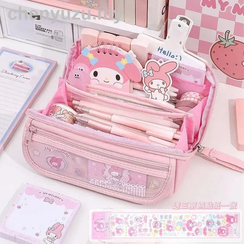 Cute Kuromi Pencil Case Sanrio Stationery for Junior High School Girls New Primary School Students Large Capacity High Appearanc