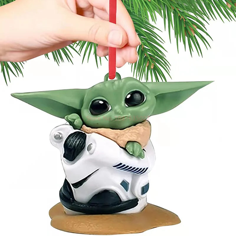 Disney Star Wars Yoda Acrylic 2d Pendant Xmas Tree Decoration Hanging Ornament Home Christmas Party Decoration Kids Gift Toys