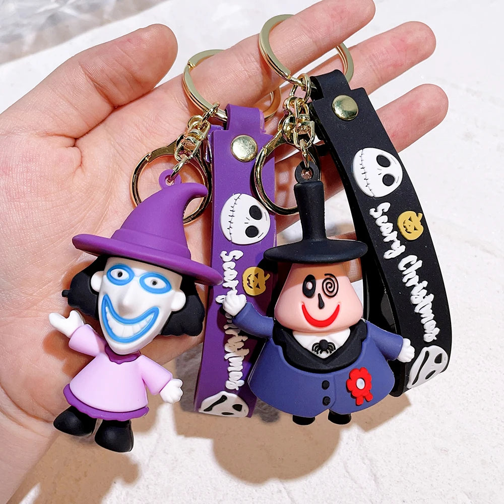 NEW Christmas Eve Horror Night Doll Keychain PVC Keychain Halloween Cute 3D Model Personalized Skeleton Jack Schoolbag Gifts