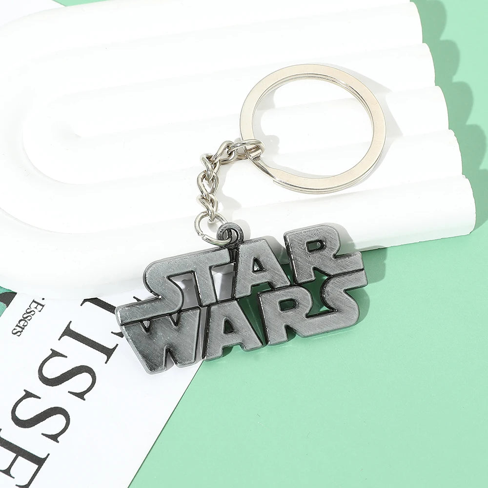 Disney Classic Movie Star Wars Metal Keychain Star Wars Logo Letter Style Nameplate Pendant Keyrings for Backpack Accessories