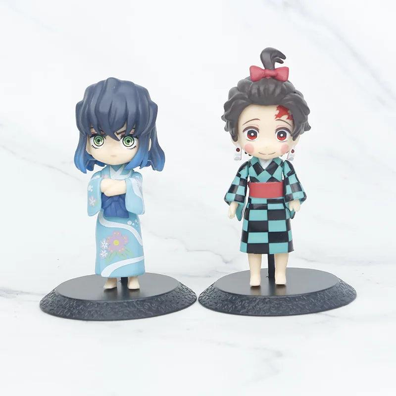 Demon Slayer Kimetsu no Yaiba Kimono Tanjirou Inosuke Nezuko PVC Statue Action Figurine Desk Collectible Model Toys Figures Gift