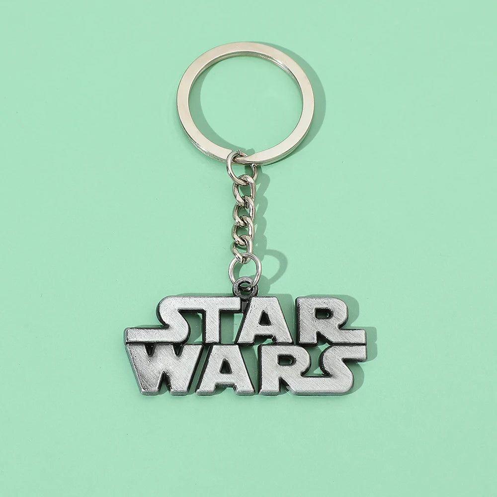 Disney Classic Movie Star Wars Metal Keychain Star Wars Logo Letter Style Nameplate Pendant Keyrings for Backpack Accessories