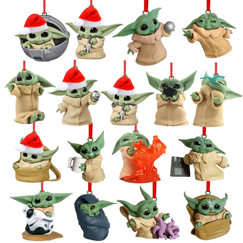 Disney Star Wars Yoda Acrylic 2d Pendant Xmas Tree Decoration Hanging Ornament Home Christmas Party Decoration Kids Gift Toys