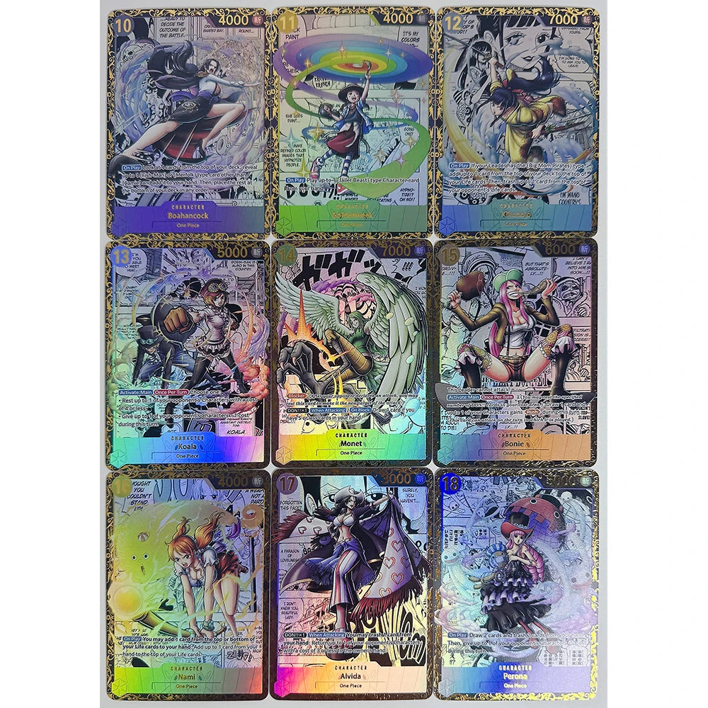 9PC/Set Anime English One Piece DIY ACG Boy Games Toys Collectible Cards Christmas Birthday Gifts Boa Hancock Nami Uta Manga