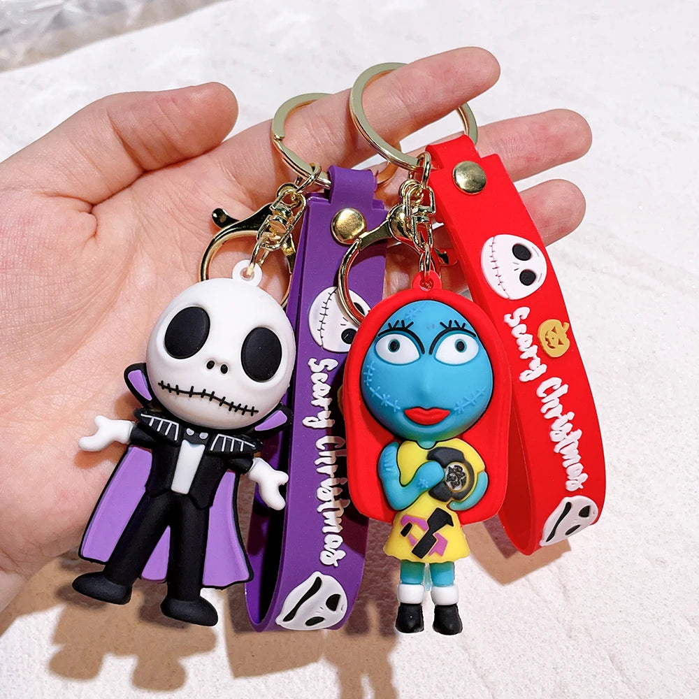 NEW Christmas Eve Horror Night Doll Keychain PVC Keychain Halloween Cute 3D Model Personalized Skeleton Jack Schoolbag Gifts