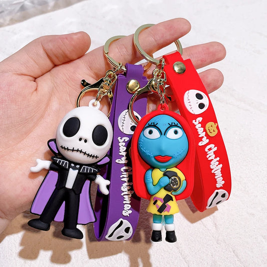 NEW Christmas Eve Horror Night Doll Keychain PVC Keychain Halloween Cute 3D Model Personalized Skeleton Jack Schoolbag Gifts