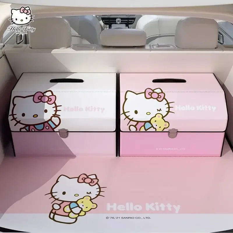 Sanrio Kawaii Hello Kitty Car Trunk Storage Box Anime Cartoon Lovely Fashion Exquisite Creative Waterproof Universal Storage Box