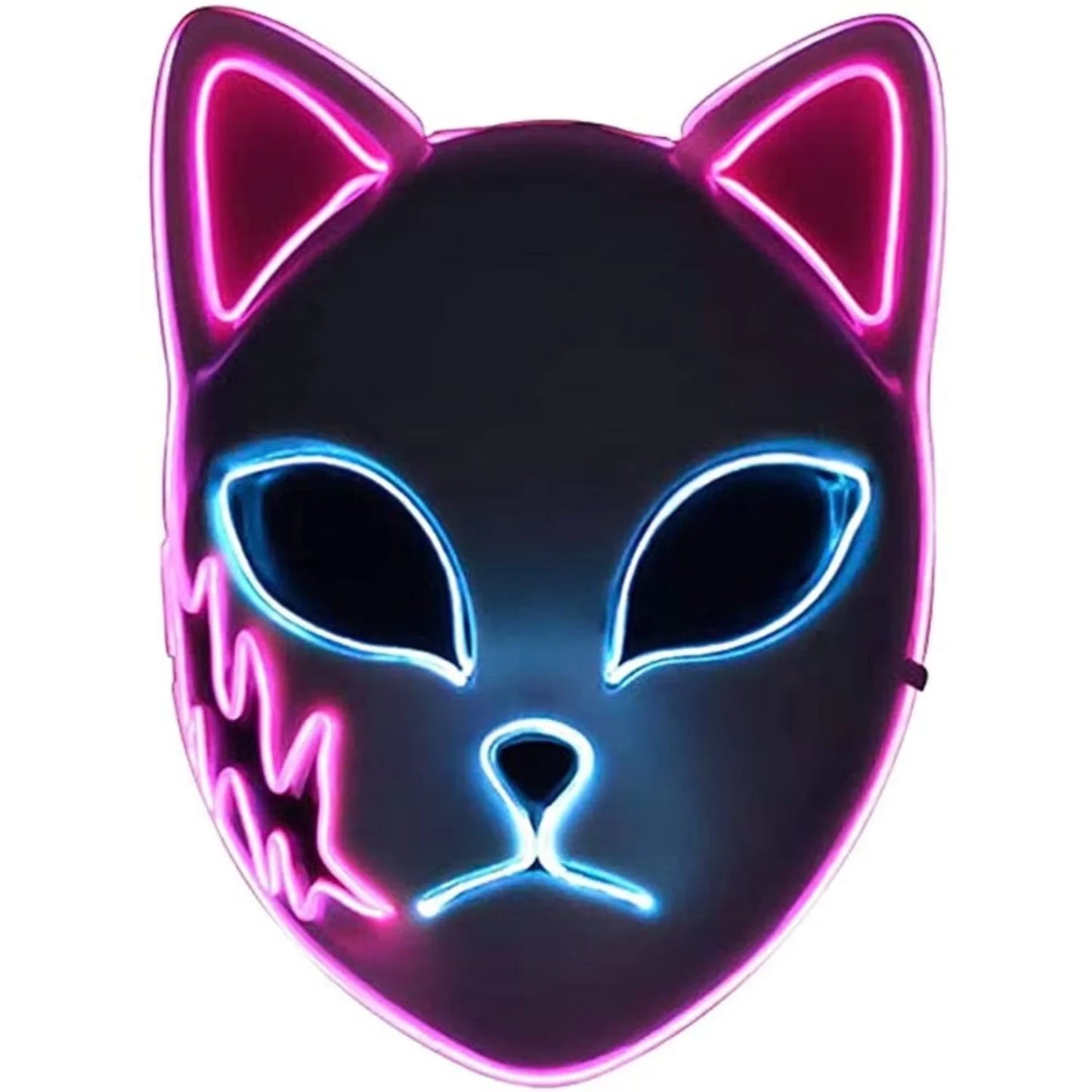 Sabito Tanjirou Makomo Demon Slayer  Cat Mask LED Light Up Luminous Glowing Kimetsu  Yaiba Comic Cosplay Adults