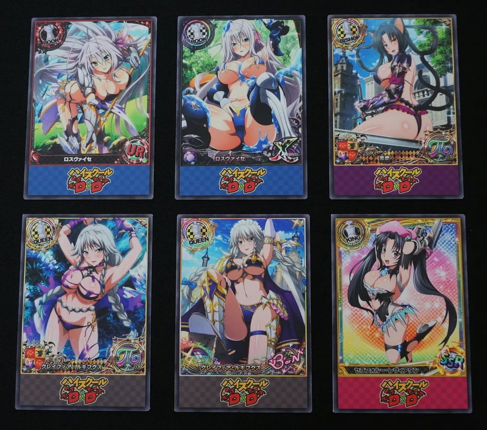 24pcs/set High School DxD Bikini Worrior Characters Cards Rias Gremory Koneko Battle Damages Armor Suit Anime Girls Paper Card