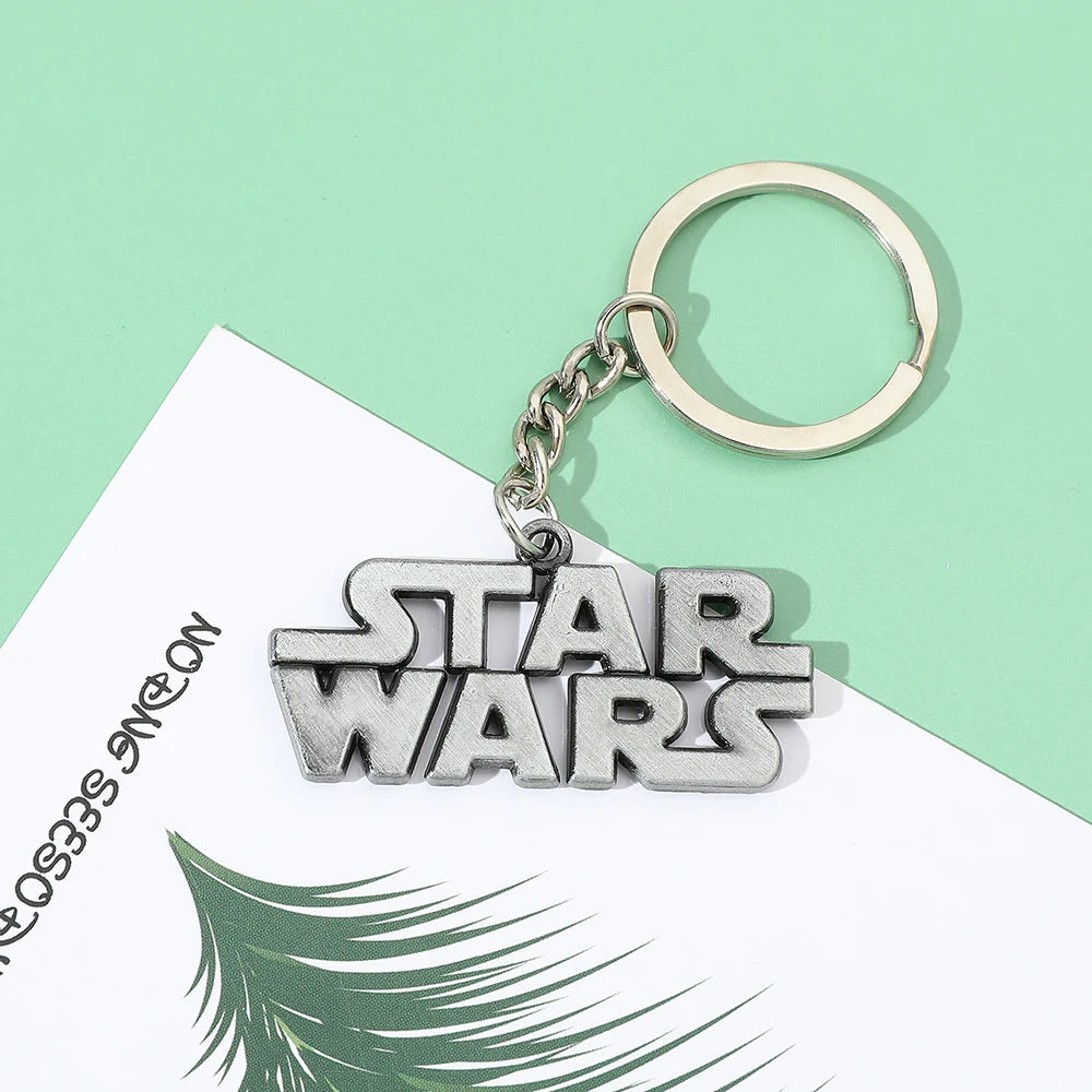 Disney Classic Movie Star Wars Metal Keychain Star Wars Logo Letter Style Nameplate Pendant Keyrings for Backpack Accessories