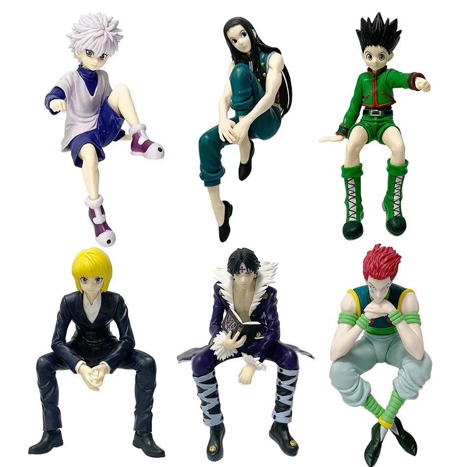 Hunter X Hunter Sitting Hisoka Kurapika Chrollo Lucilfer 11-14cm Figure Anime Car Decoration Collection Model Gifts