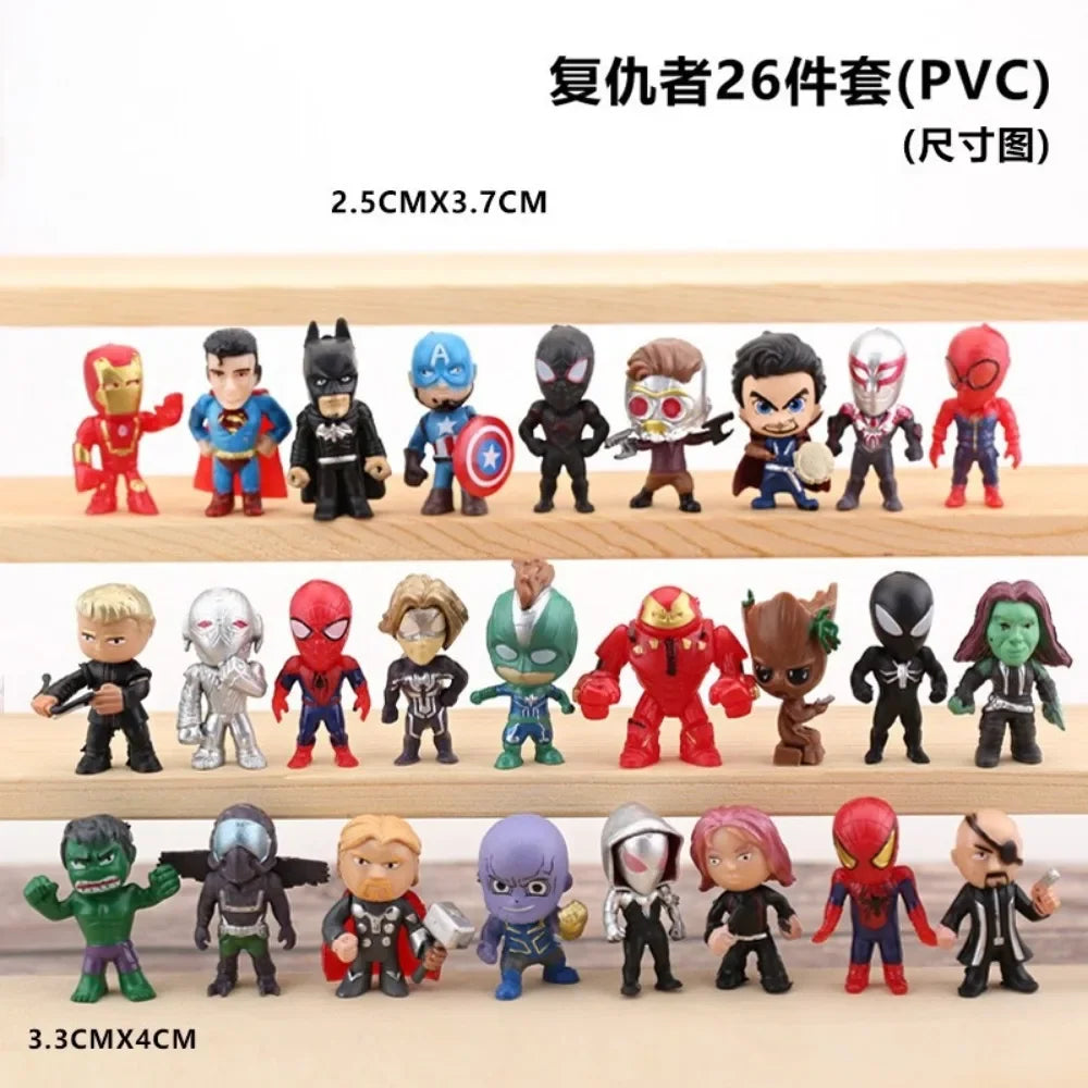 Marvel Movies Avengers Hero Superman Batman Iron Man Captain America 26 Styles Figurines Decoration Ornaments Toys Festival Gift