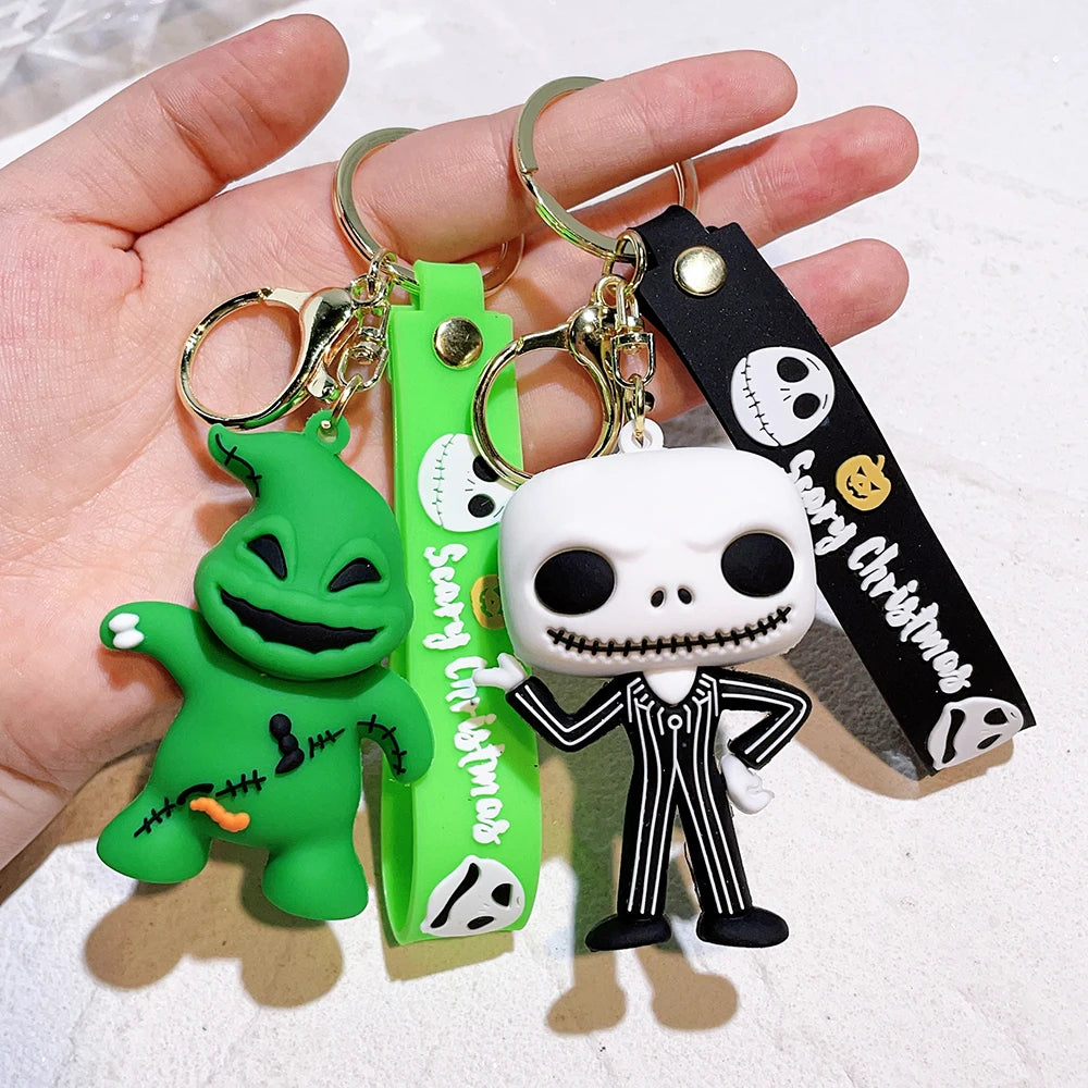 NEW Christmas Eve Horror Night Doll Keychain PVC Keychain Halloween Cute 3D Model Personalized Skeleton Jack Schoolbag Gifts