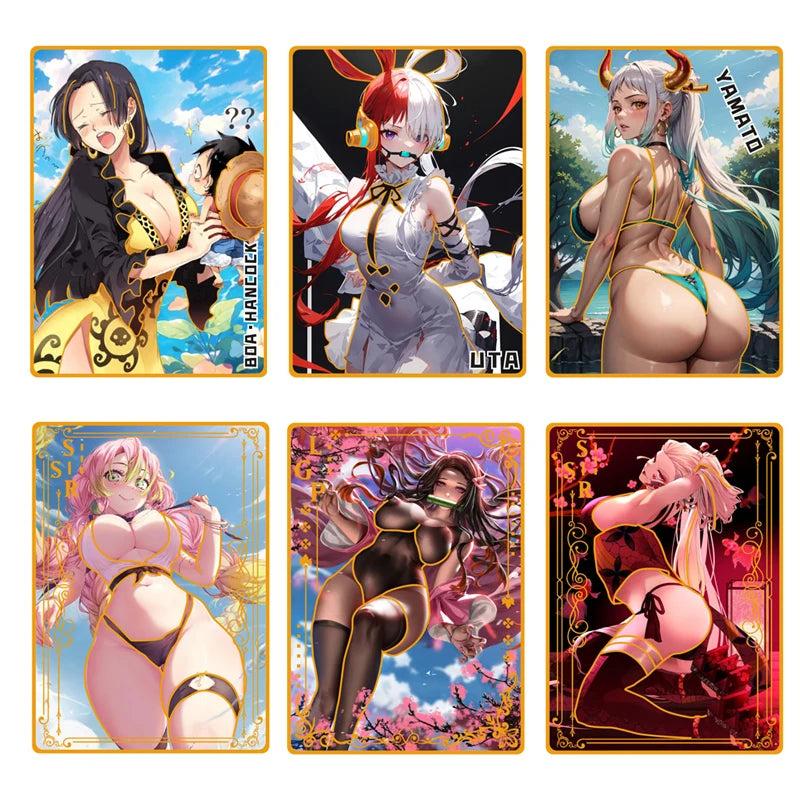 Goddess Story Metal Card All Anime Sexy Swimwear Girl Collection Card Yamato Nami Nezuko Mitsuri Boa Hankokku Girl