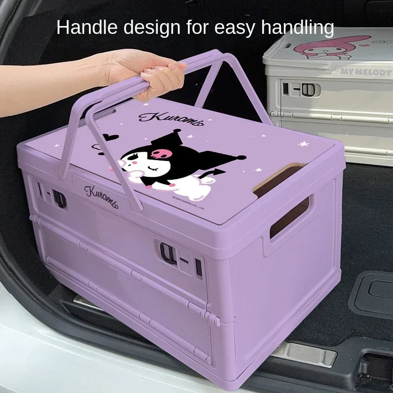 Kawaii Hello Kitty Car Trunk Storage Box Sanrio Anime My Melody Kuromi Outdoor Camping Folding Girl Heart Cute Cartoon Girl Gift