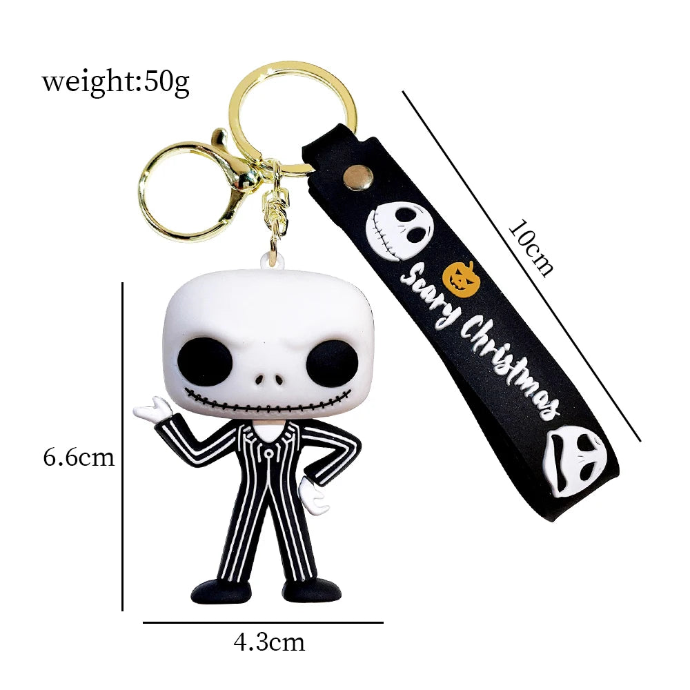 NEW Christmas Eve Horror Night Doll Keychain PVC Keychain Halloween Cute 3D Model Personalized Skeleton Jack Schoolbag Gifts