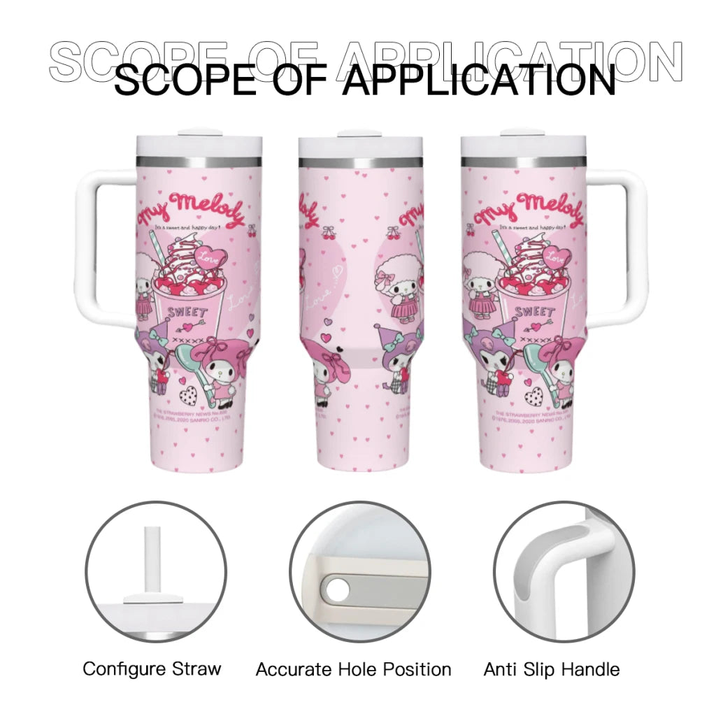 Cute Anime Sanrio Hello Kitty Kawaii 40 Oz Ultimate Tumbler with Handle and Straw Vacuum Insulated Tumbler