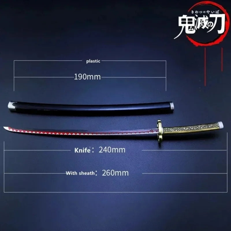 25cm Demon Slayer Metal Katana Swords Anime Figuren Anime Demon Slayer Metal with Sheath Sword Weapon Model Props Home Decor