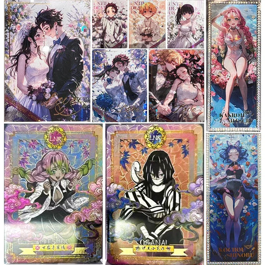 Anime Demon Slayer Kamado Tanjirou Kochou Shinobu Iguro Obanai Kanroji Mitsuri Rare Collectible Cards Birthday Gifts Kid Toys