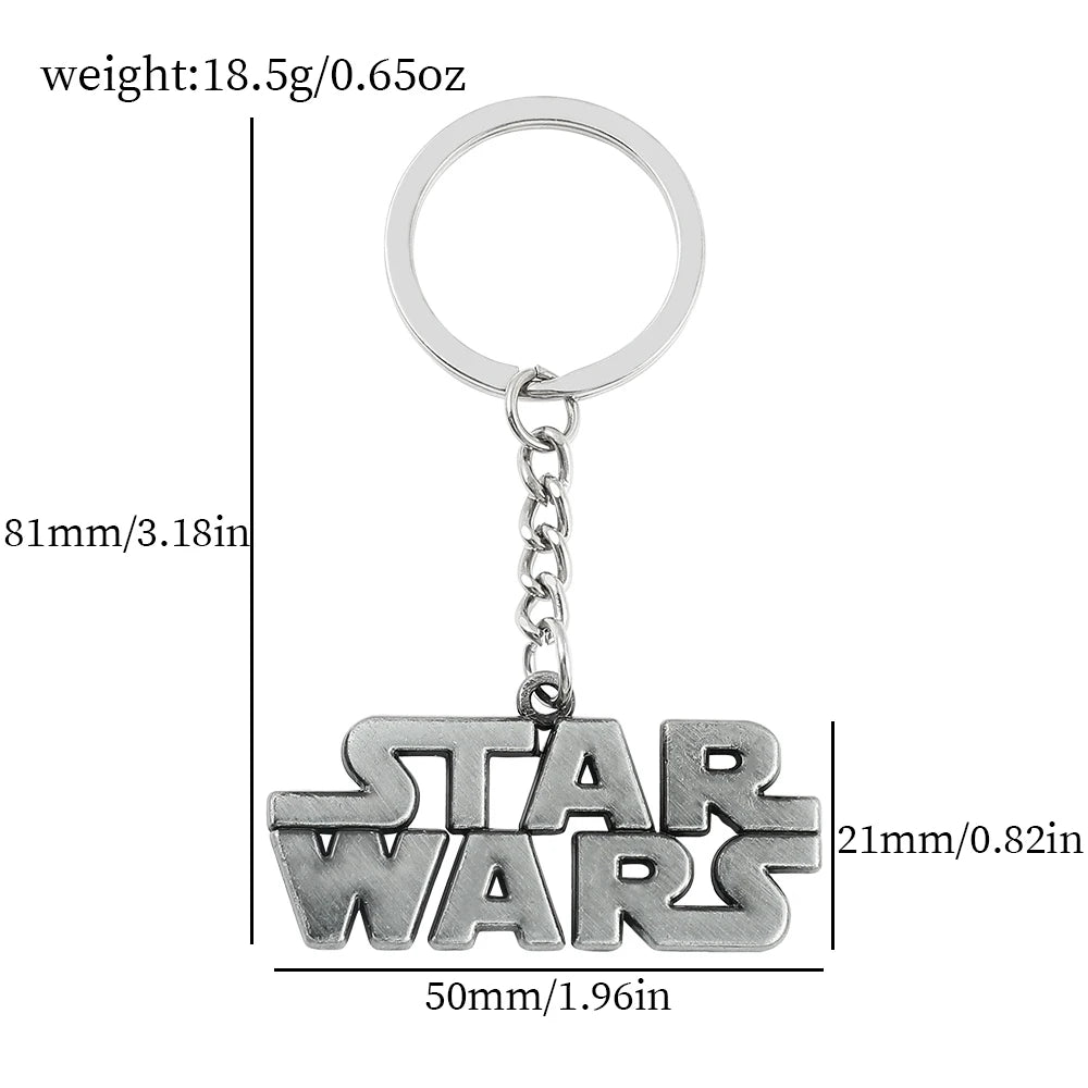 Disney Classic Movie Star Wars Metal Keychain Star Wars Logo Letter Style Nameplate Pendant Keyrings for Backpack Accessories