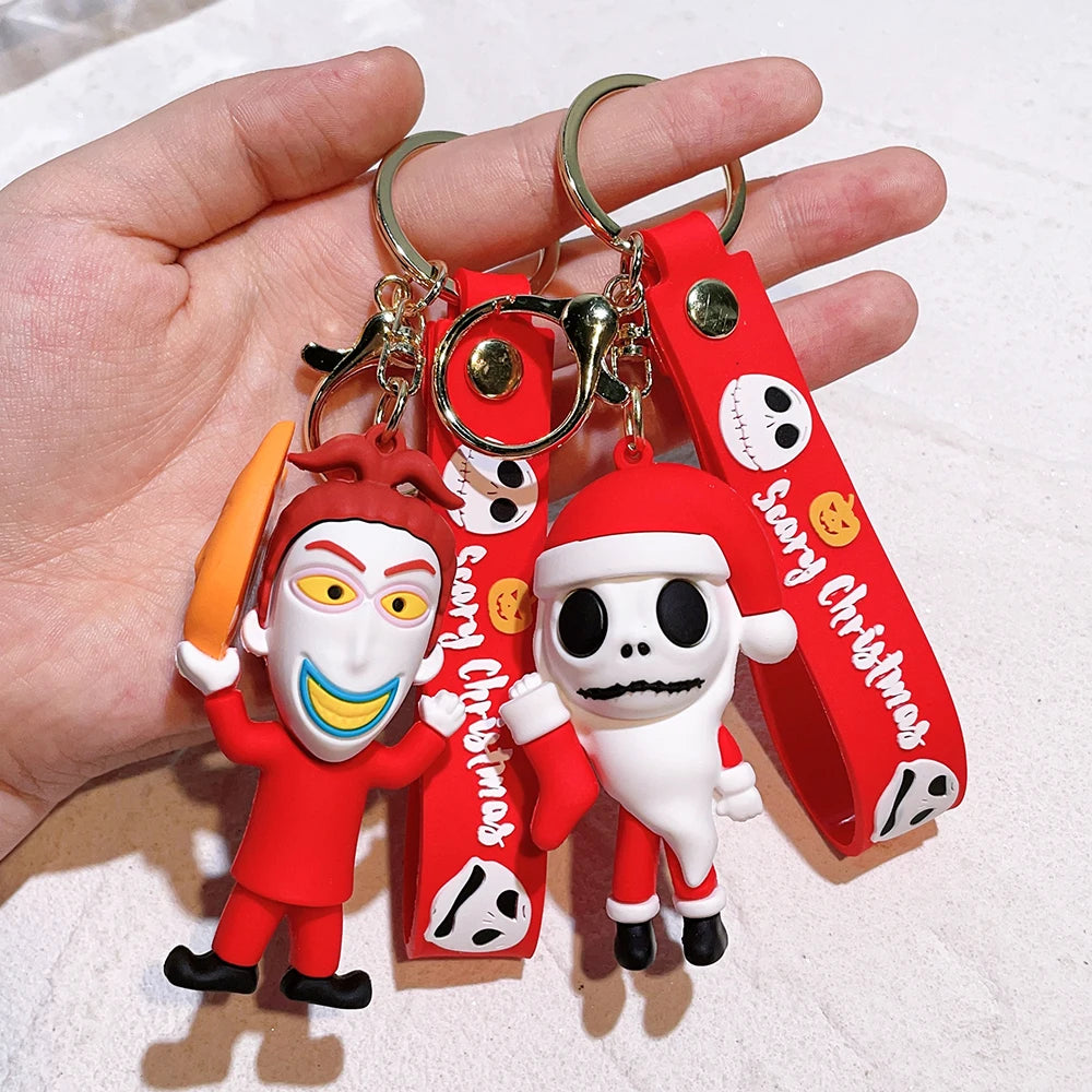 NEW Christmas Eve Horror Night Doll Keychain PVC Keychain Halloween Cute 3D Model Personalized Skeleton Jack Schoolbag Gifts