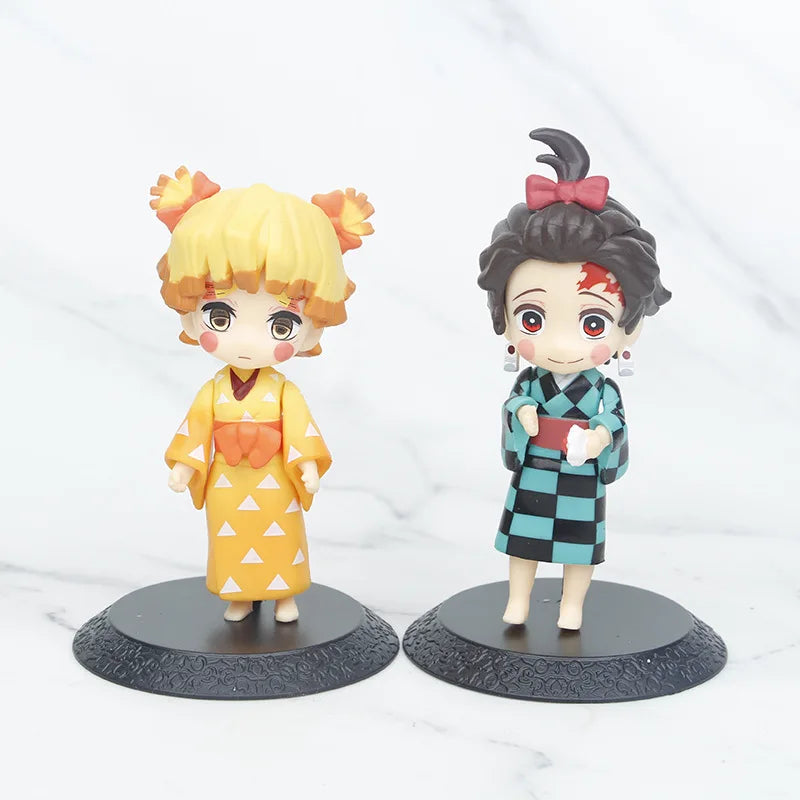 Demon Slayer Kimetsu no Yaiba Kimono Tanjirou Inosuke Nezuko PVC Statue Action Figurine Desk Collectible Model Toys Figures Gift