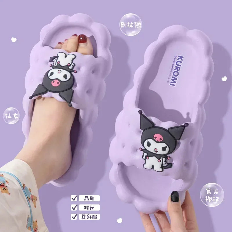 Sanrio Slippers Hello Kitty Cinnamoroll Kuromi Slippers Kawaii Women Indoor Slippers Comzy Anti-Slip House Flat Slipper