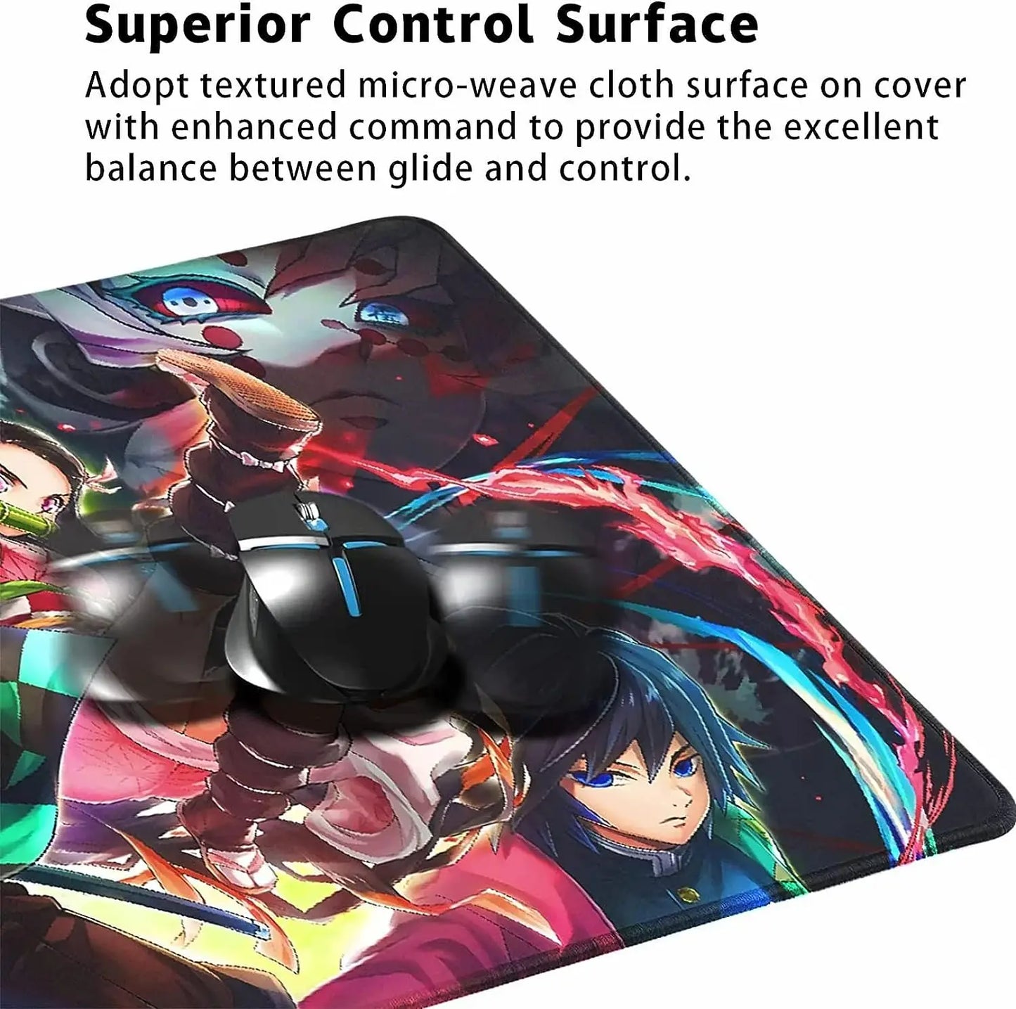 Demon Slayer Large Mouse Pad for Non Slip Rubber Gaming Anime Mouse Pad for Computer Stitched Edges Mousepad 31.5" x 11.8" Inch