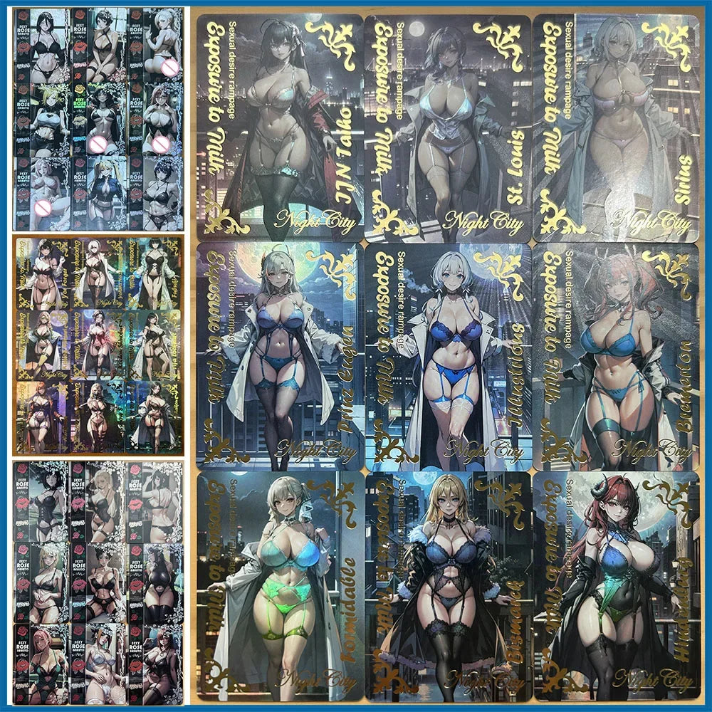 9PC/Set Anime Goddess Tales DIY ACG Makima Albedo Tenten Hyuga Hinata Boys Game Toys Collectible Cards Christmas Birthday Gifts