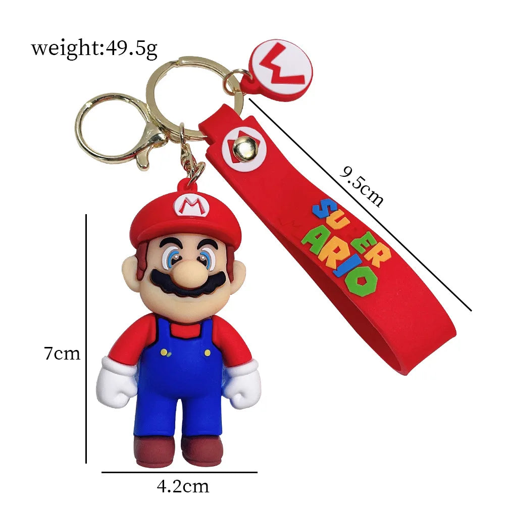 Super Mario Keychain Mario Bros Luigi Toad Yoshi Bowser Action Figure Model Pvc Cartoon Bag Doll Pendant Toys Gifts for Kids