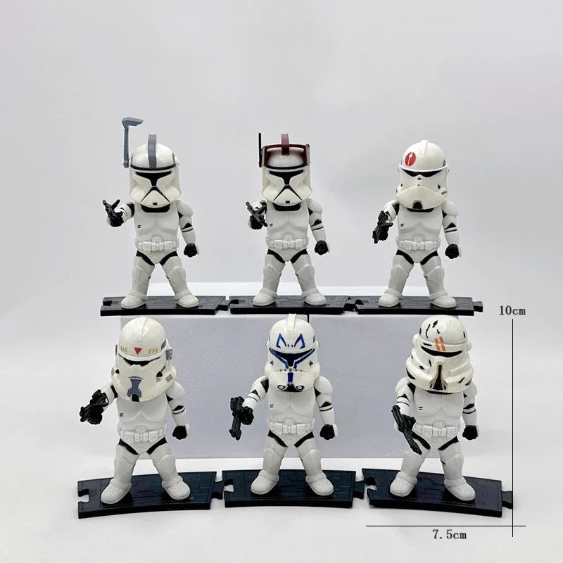 Star Wars 6 White Soldier Figure Toy Stormtrooper Ornament Model Doll Car Ornament Complete Collection Decorative Gift